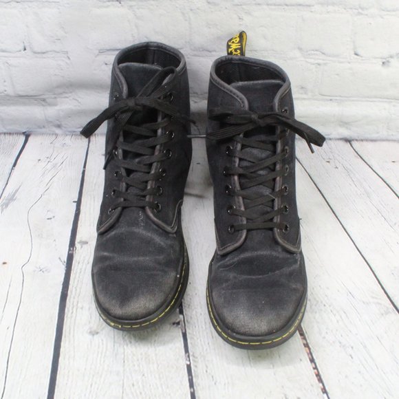 Dr. Martens Shoreditch Black Canvas Lace Up Ankle Boots Size 7 M - Picture 5 of 10